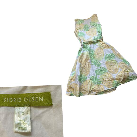 Vintage Pineapple Print Sleeveless Wrap Dress – Women’s XS - - Picture 4 of 4